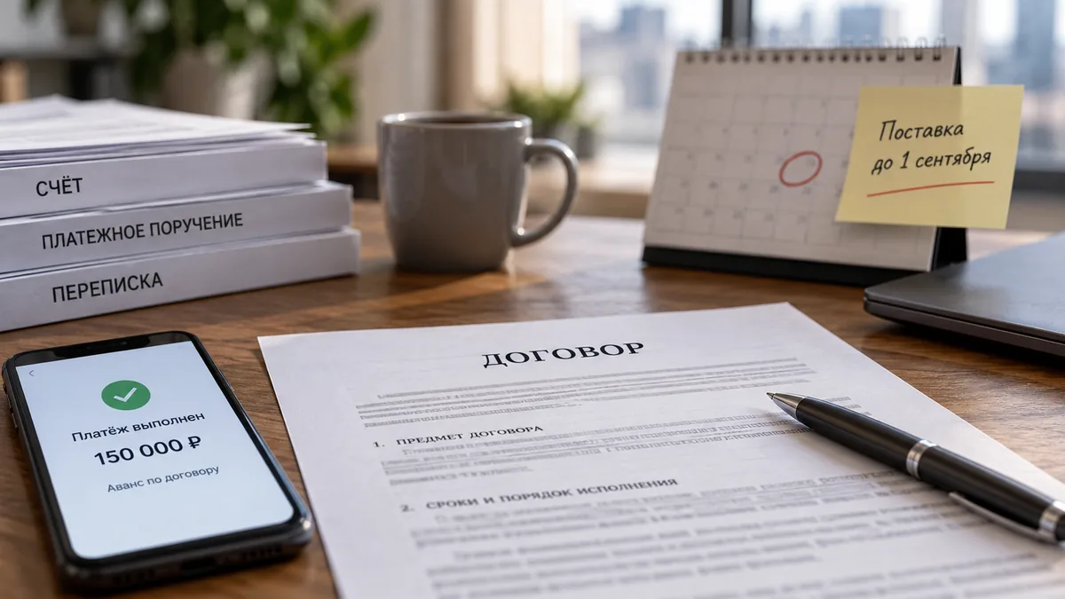 Договор, платёж и документы по возврату предоплаты